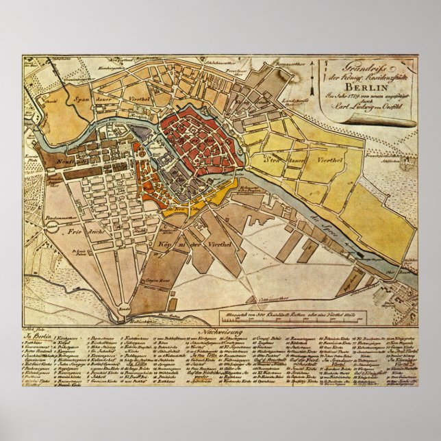 Vintage Map of Berlin Germany (1789) Poster (Front)