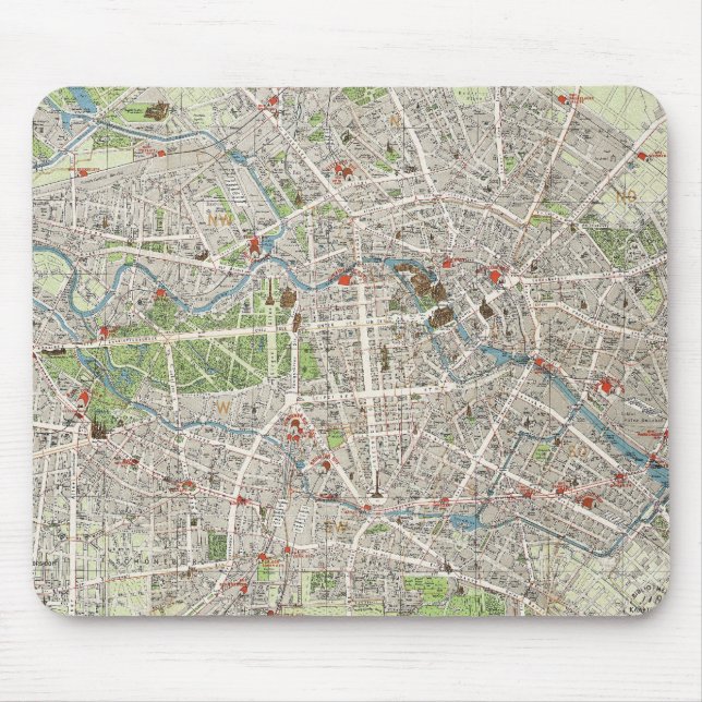 Vintage Map of Berlin Germany (1905) Mouse Pad (Front)