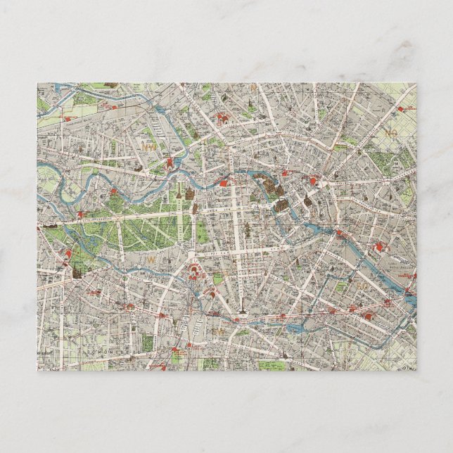 Vintage Map of Berlin Germany (1905) Postcard (Front)