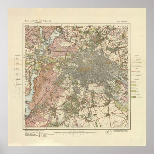Vintage Map of Berlin Germany (1913) 2 Poster (Front)