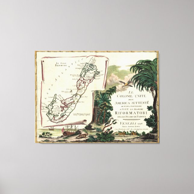 Vintage Map of Bermuda (1778) Canvas Print (Front)