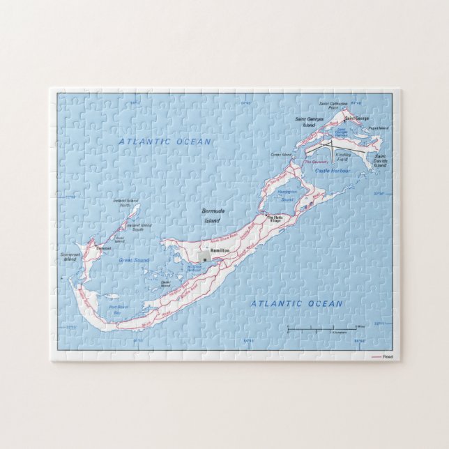 Vintage Map of Bermuda (1976) Jigsaw Puzzle (Horizontal)