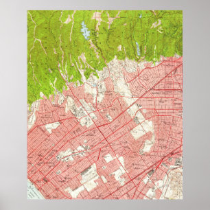 Vintage Map of Beverly Hills California (1950) Poster