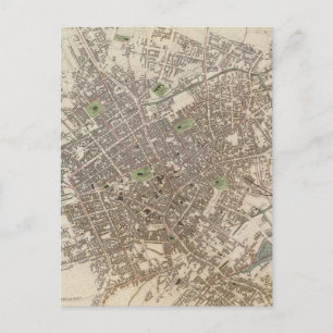 Vintage Map of Birmingham England (1839) Postcard