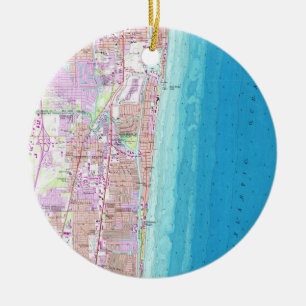 Vintage Map of Boca Raton Florida (1962) Ceramic Ornament