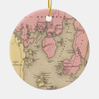 Vintage Map of Boothbay Maine (1894) Ceramic Ornament