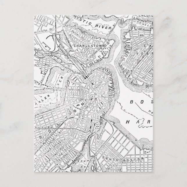 Vintage Map of Boston (1878) Postcard (Front)