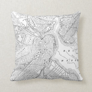 Vintage Map of Boston (1878) Throw Pillow