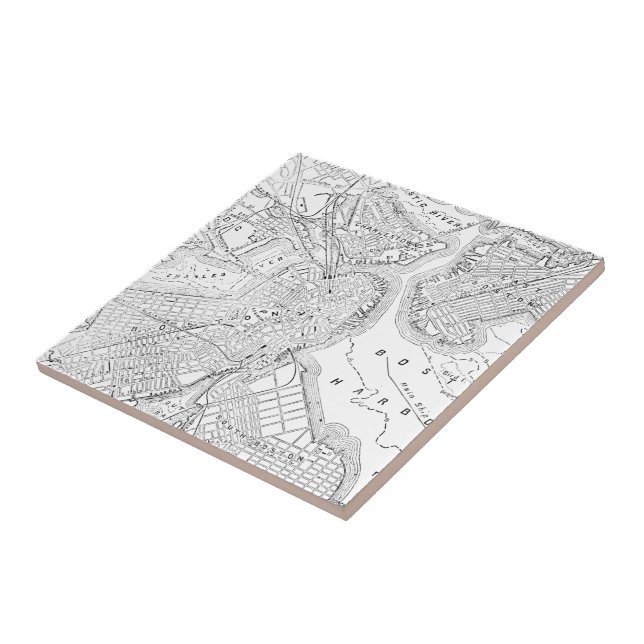 Vintage Map of Boston (1878) Tile (Side)