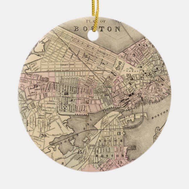 Vintage Map of Boston (1880) Ceramic Ornament (Front)