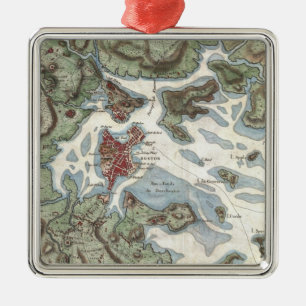Vintage Map of Boston Harbour (1807) Metal Ornament