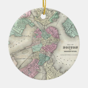 Vintage Map of Boston Harbour (1857) Ceramic Ornament