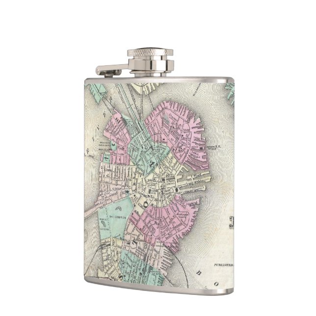 Vintage Map of Boston Harbour (1857) Hip Flask (Left)