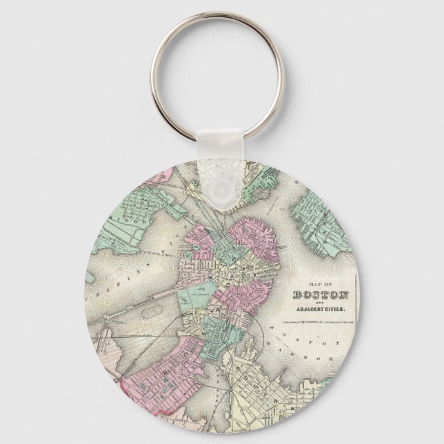 Vintage Map of Boston Harbour (1857) Keychain (Front)