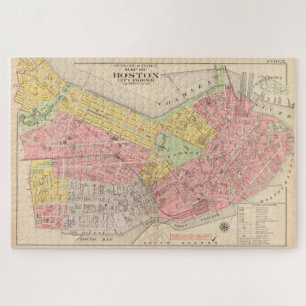 Vintage Map of Boston MA (1876) Jigsaw Puzzle