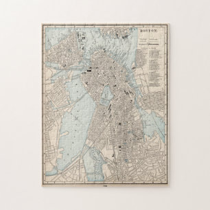 Vintage Map of Boston MA (1893) Jigsaw Puzzle