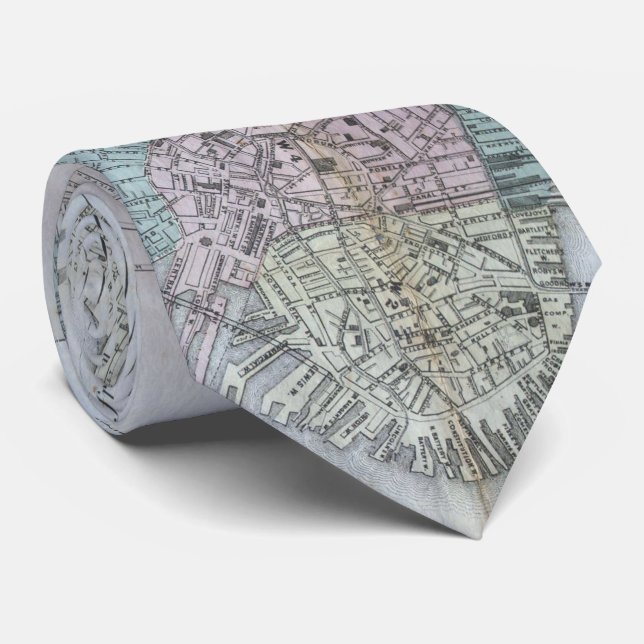 Vintage Map of Boston Massachusetts (1870) Tie (Rolled)