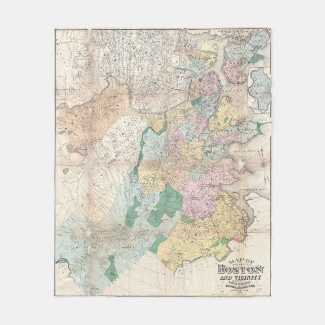 Vintage Map of Boston Massachusetts (1896) Fleece Blanket (Front)