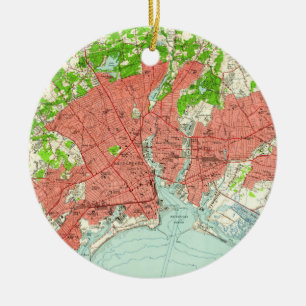 Vintage Map of Bridgeport Connecticut (1951) Ceramic Ornament