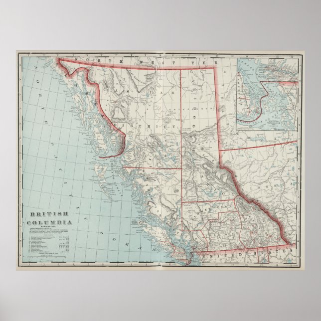 Vintage Map of British Columbia (1901) Poster (Front)