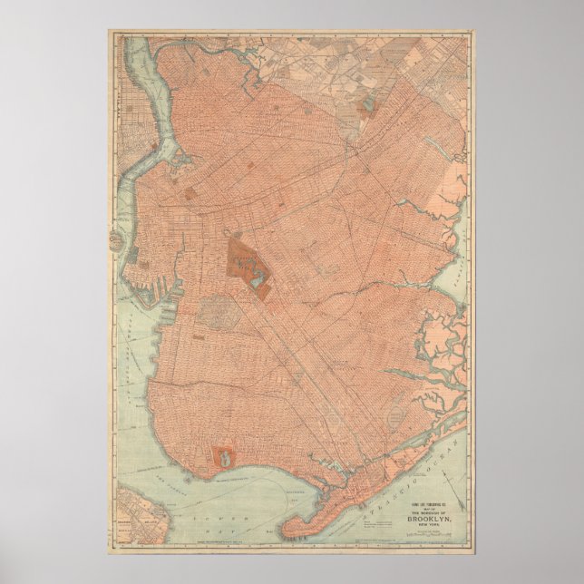 Vintage Map of Brooklyn, New York Poster (Front)