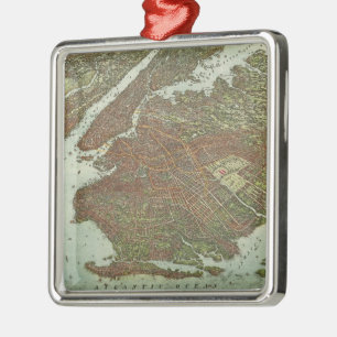 Vintage Map of Brooklyn NY (1908) Metal Ornament