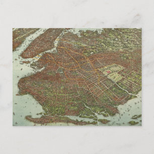 Vintage Map of Brooklyn NY (1908) Postcard