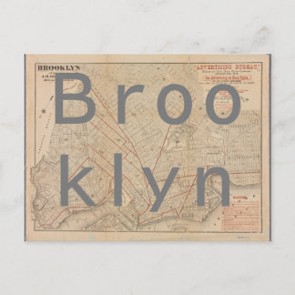Vintage Map of Brooklyn Postcard