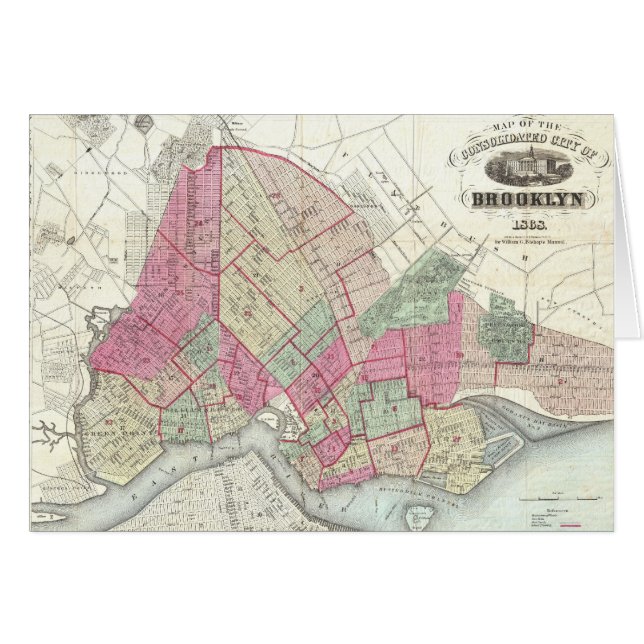 Vintage Map of Brookyln (1868) (Front Horizontal)