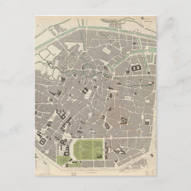 Vintage Map of Brussels (1837) Postcard (Front)
