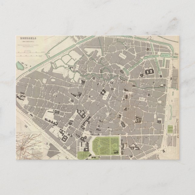 Vintage Map of Brussels (1837) Postcard (Front)