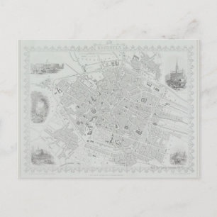 Vintage Map of Brussels Postcard