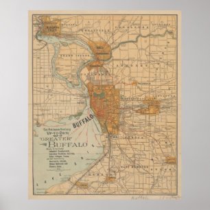 Vintage Map of Buffalo NY (1893) Poster