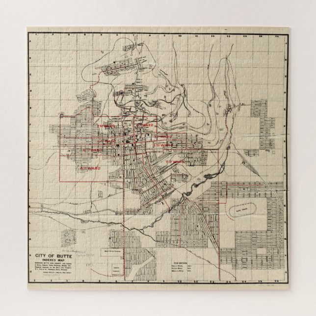 Vintage Map of Butte Montana (1909) Jigsaw Puzzle (Vertical)