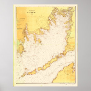 Vintage Map of Buzzards Bay (1933) Poster