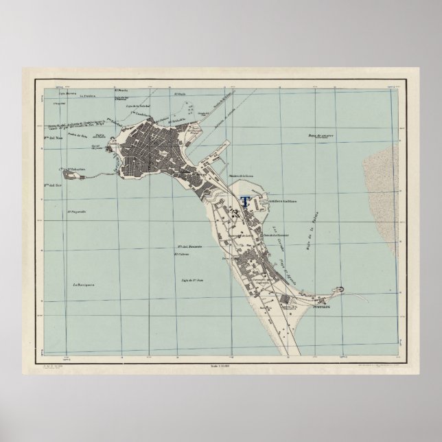 Vintage Map of Cadiz Spain (1943) Poster (Front)