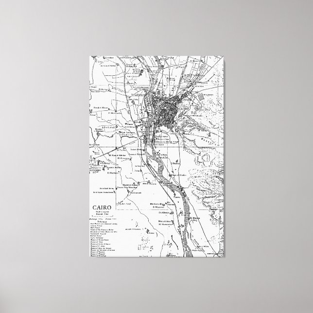 Vintage Map of Cairo Egypt (1911) Canvas Print (Front)