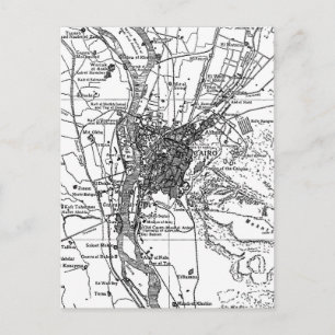 Vintage Map of Cairo Egypt (1911) Postcard