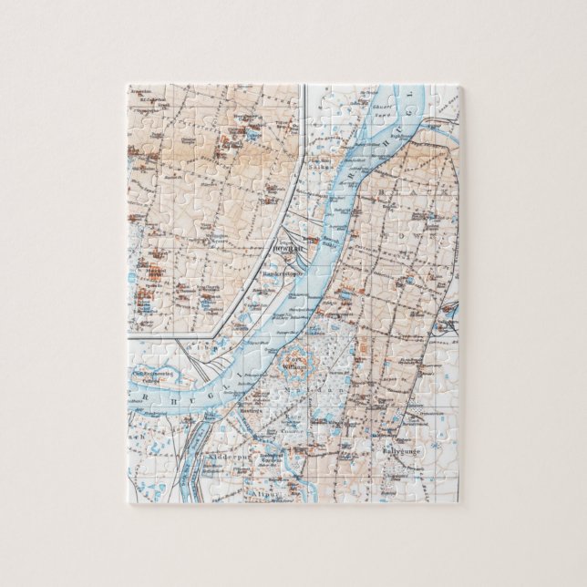 Vintage Map of Calcutta India (1914) Jigsaw Puzzle (Vertical)