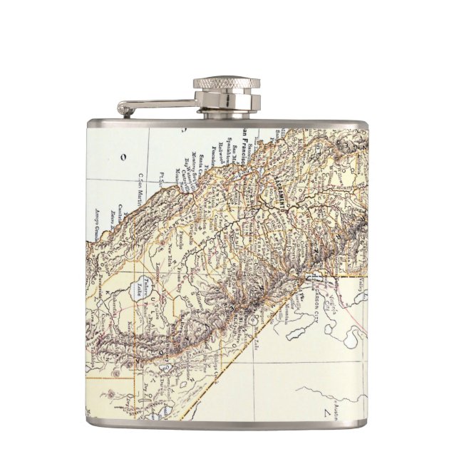 Vintage Map of California (1878) Hip Flask (Front)