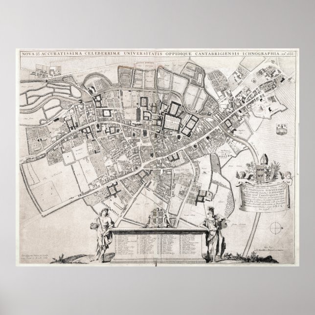 Vintage Map of Cambridge England (1690) Poster (Front)