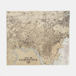 Vintage Map of Cambridge Massachusetts (1877) Fleece Blanket
