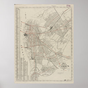 Vintage Map of Camden NJ (1921) Poster