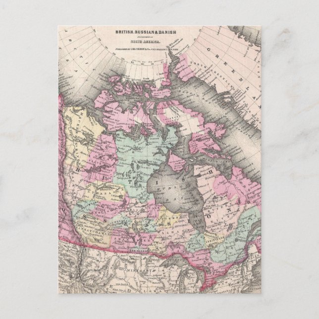 Vintage Map of Canada (1857) Postcard (Front)