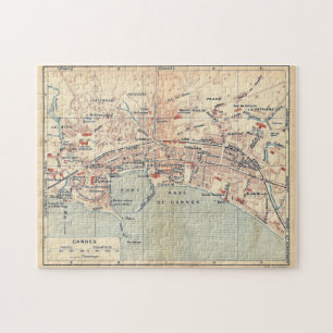 Vintage Map of Cannes France (1921) Jigsaw Puzzle