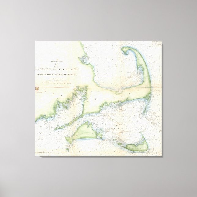 Vintage Map of Cape Cod (1857) Canvas Print (Front)