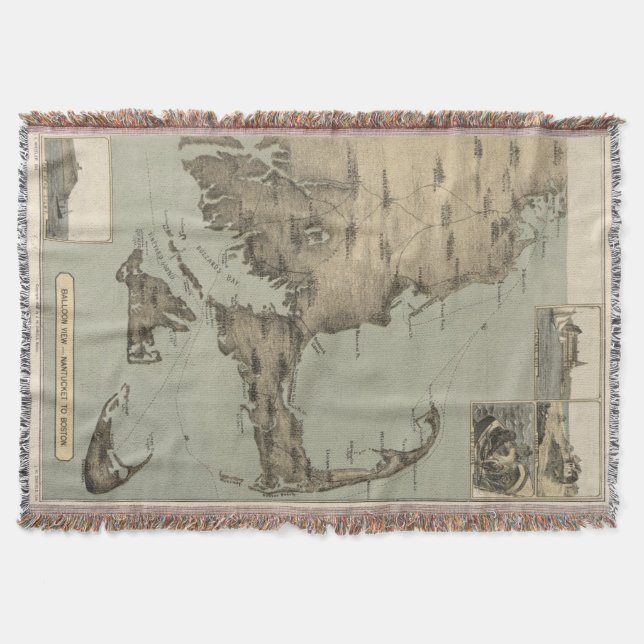 Vintage Map of Cape Cod (1885) Throw Blanket (Front)