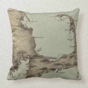Vintage Map of Cape Cod (1885) Throw Pillow