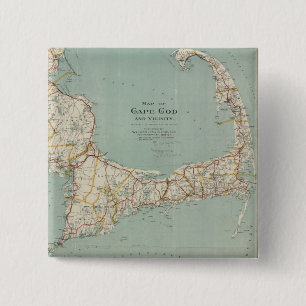 Vintage Map of Cape Cod (1917) 2 Inch Square Button