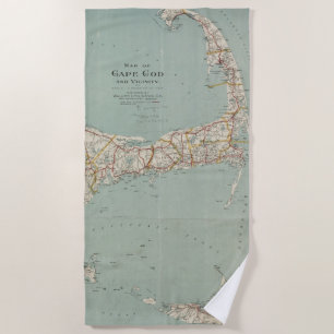 Vintage Map of Cape Cod (1917) Beach Towel
